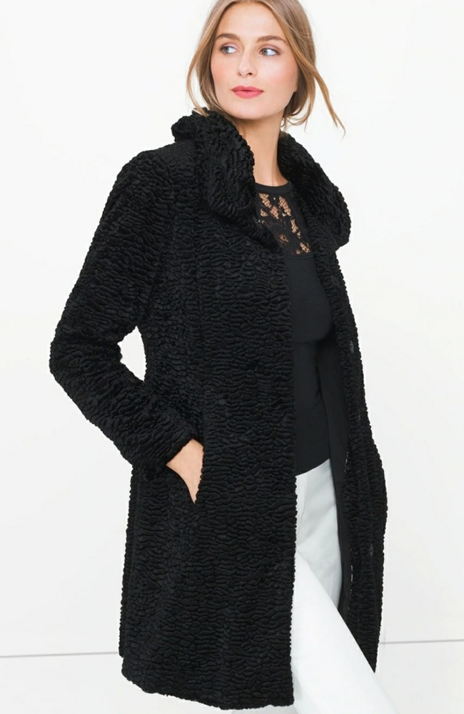 White House Black Market Persian faux fur coat